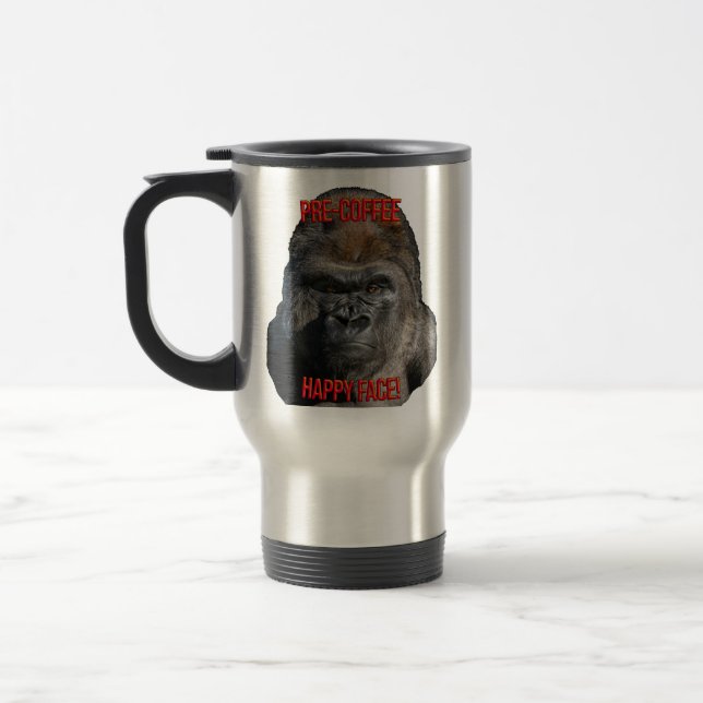 Glada ansiktet före kaffet! resemugg (Vänster)