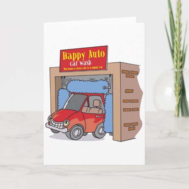 Glada Auto Biltvätt Grattulationskort Kort (Framsida)