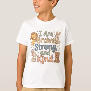 Glada Barn Bekräftelse Modig Stark Snäll T Shirt