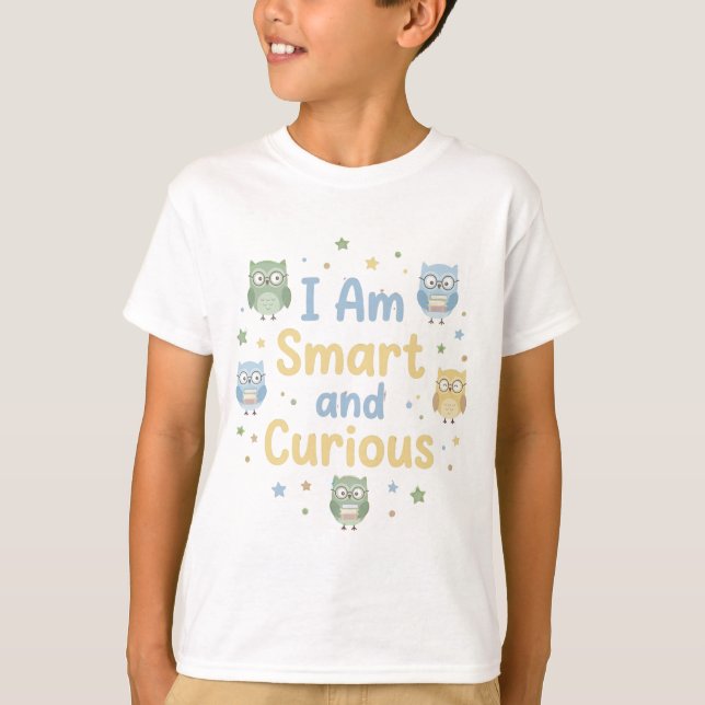 Glada Barn Lärande Bekräftelse Smart Nyfiken T Shirt (Framsida)