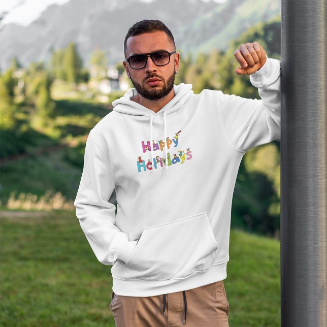 Glada barn semester Stick Figure Typografi Hoodie (Skapare uppladdad)