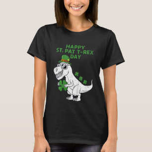 Glada barn St Pat Trex Day Dino Patricks Day Lucky T Shirt