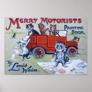 Glada bilisters målarbok, Louis Wain Poster