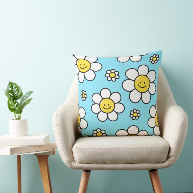 Glada blommor 20x20 kastkudde kudde (Stol)