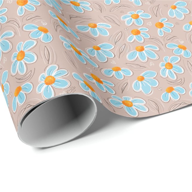 Glada blommor  presentpapper (Rullad Hörn)