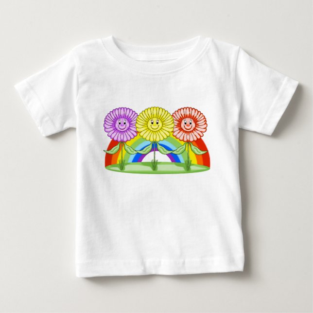 Glada blommor småbarnströja med rynkor tee shirt (Framsida)