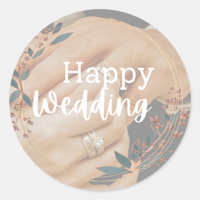 Glada bröllopsdekaler etiketter bröllopstillbehör (Framsida)