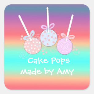 Glada Cake Pops Fyrkantigt Klistermärke