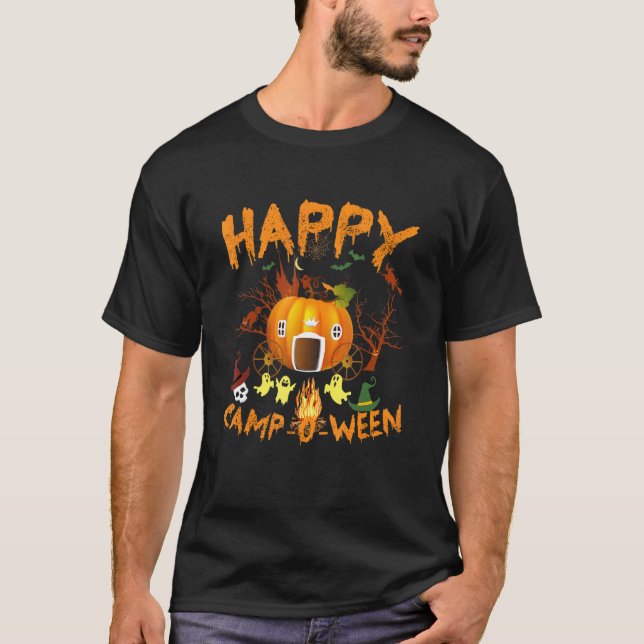 Glada Camp O Ween Camping Halloween T Shirt (Framsida)