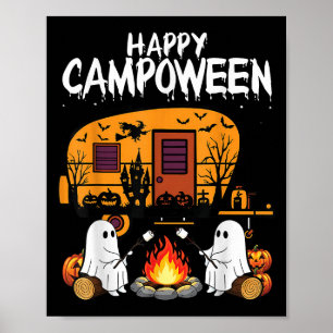 Glada Camp-o-ween Halloween Camping Spöken Och Cam Poster