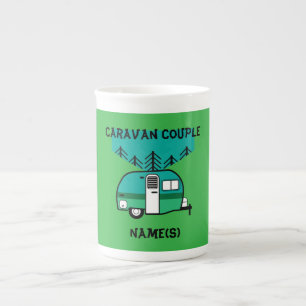 Glada Campare Caravanfirande Roliga Husvagnar Två- Benporslin Mugg