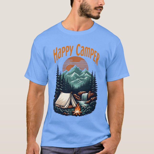Glada Campingälskare T Shirt (Framsida)