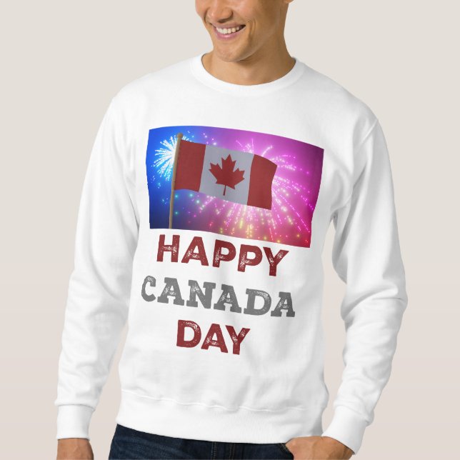 Glada Canada-dagen fyrverkerier Lång Ärmad Tröja (Framsida)