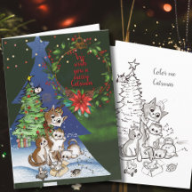 Glada Catsmas Familje Julkort, Färglägg Mig Bac