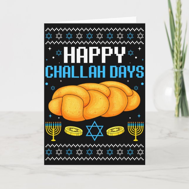 Glada Challah-dagar Fula julen Hanukkah  Kort (Framsida)