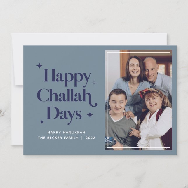 Glada Challah-dagar Hanukkah Familjefoto  Högtid Julkort (Framsida)