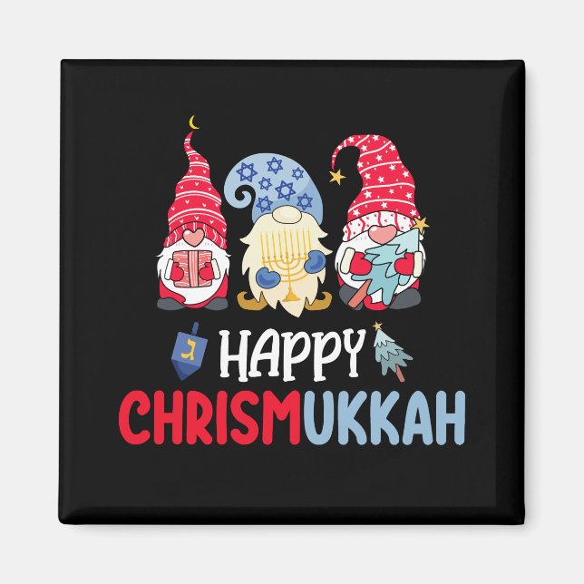 Glada Chrismukkah Tomtar Hanukkah God Jul  Magnet (Framsidan)