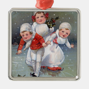 Glada ChristmasLittle lurar skridskoåkning Julgransprydnad Metall
