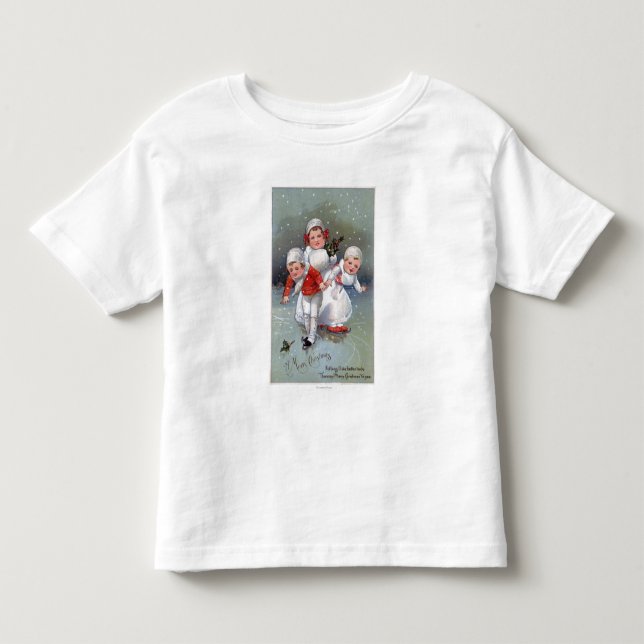 Glada ChristmasLittle lurar skridskoåkning T Shirt (Framsida)