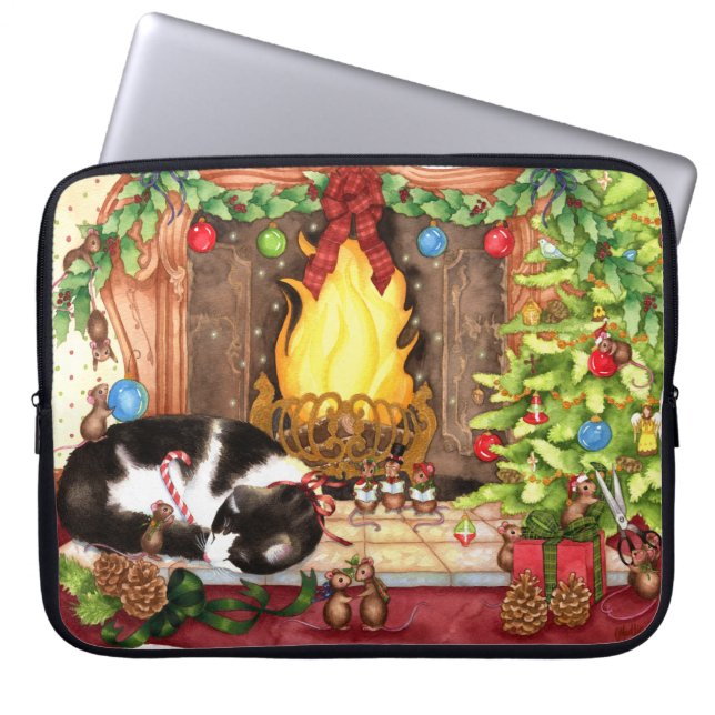 Glada Christmouse - gullig helgdagdjurkonst Laptop Sleeve (Framsidan)
