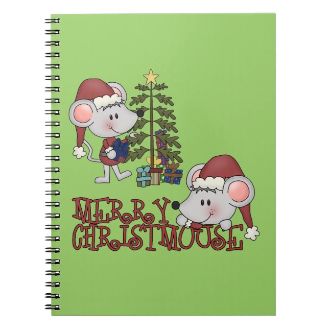 Glada Christmouse med träd Anteckningsbok (Framsidan)