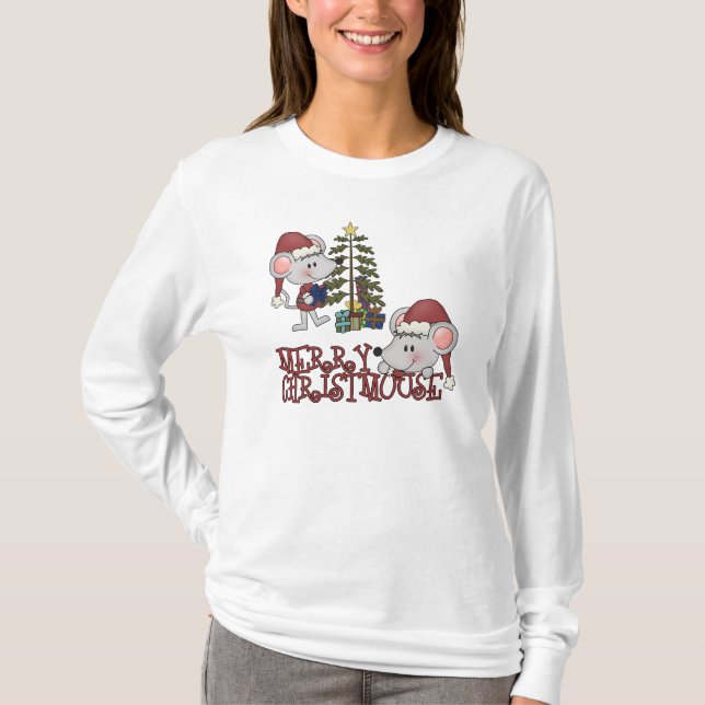 Glada Christmouse med träd T-shirt (Framsida)