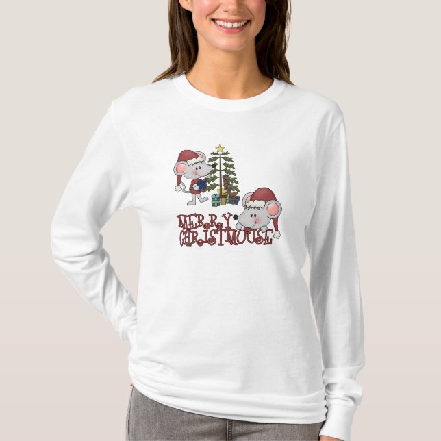Glada Christmouse med träd Tee (Framsida)