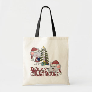 Glada Christmouse med träd Tygkasse