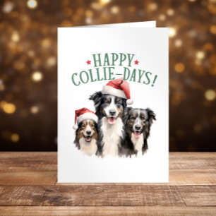 Glada Collie-dagar Collies hund jul rolig Helgkort