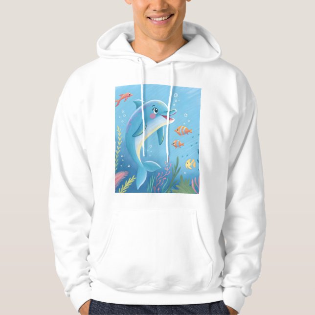 Glada delfinögonblick hoodie (Framsida)