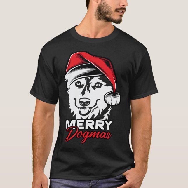 Glada Dogmas Husky Jul T Shirt (Framsida)