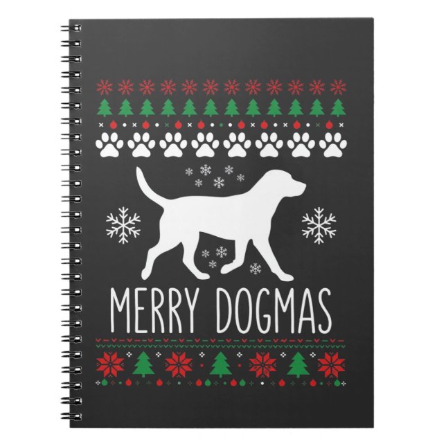 Glada Dogmas Jul Hund Vektor Anteckningsbok (Framsidan)