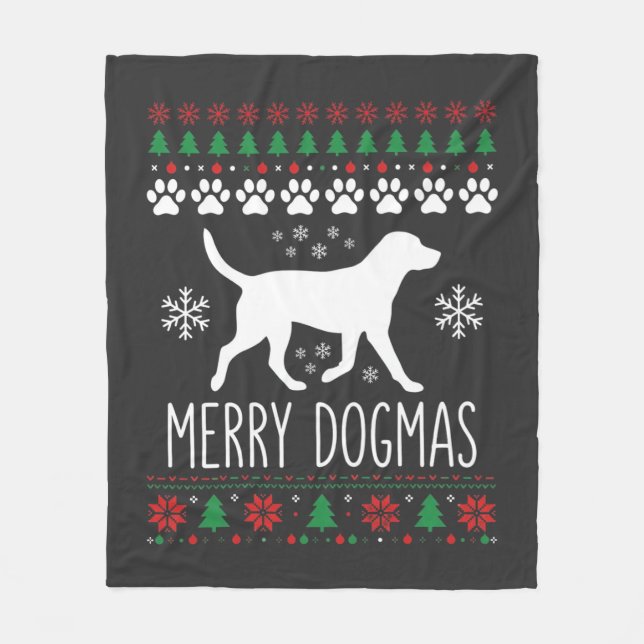 Glada Dogmas Jul Hund Vektor Fleecefilt (Framsidan)
