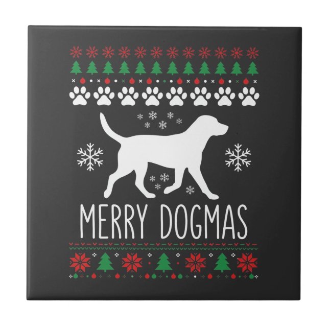 Glada Dogmas Jul Hund Vektor Kakelplatta (Framsidan)