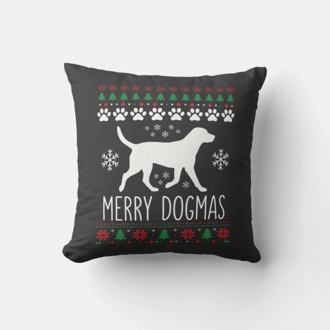 Glada Dogmas Jul Hund Vektor Kudde (Framsida)