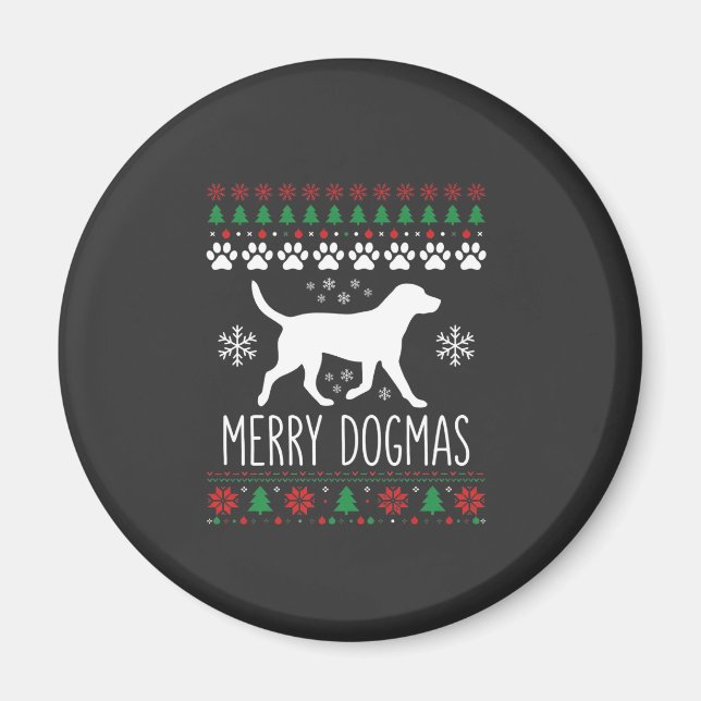 Glada Dogmas Jul Hund Vektor Magnet (Framsidan)