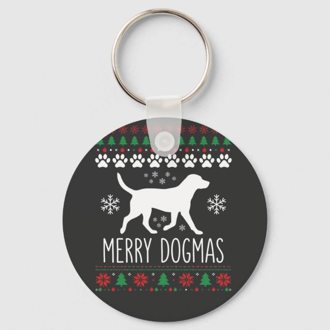Glada Dogmas Jul Hund Vektor Nyckelring (Framsida)