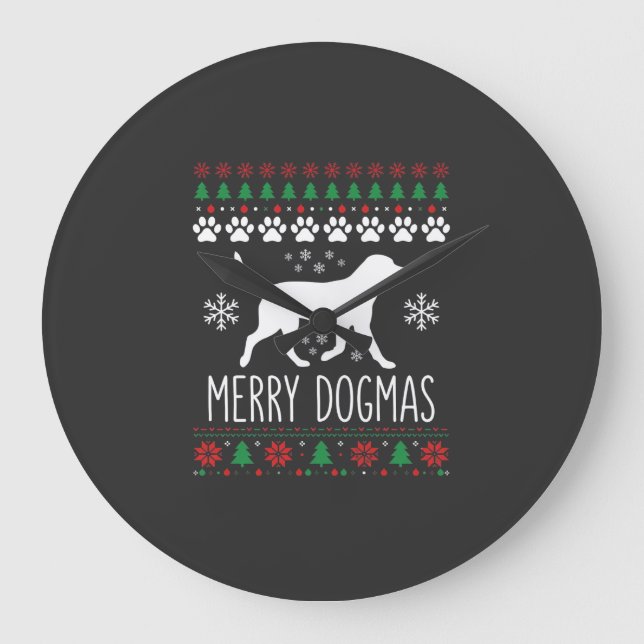 Glada Dogmas Jul Hund Vektor Stor Klocka (Framsida)