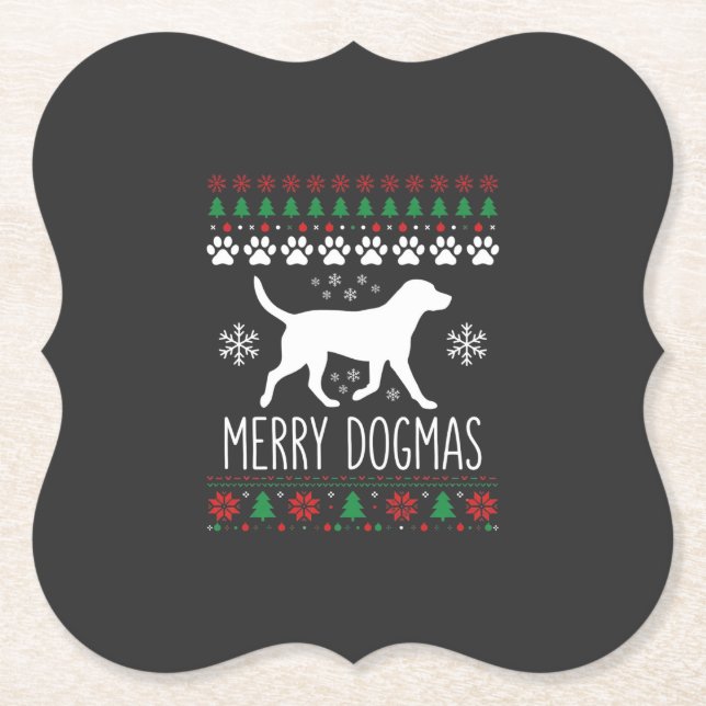 Glada Dogmas Jul Hund Vektor Underlägg Papper (Framsida)