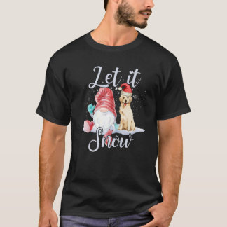 Glada Dogmer Golden-Retriever Låt Det Snöa Jul Hun T Shirt