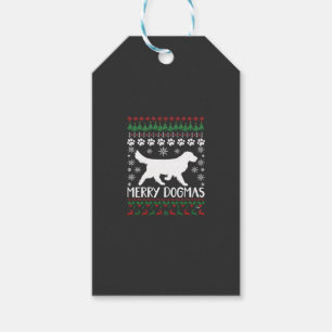 Glada dogmer Hund snöflinga ful jultröja Presentetikett