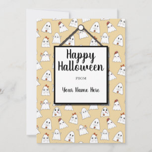 Glada Doodle Halloween-spöken Mönster Högtidskort Julkort