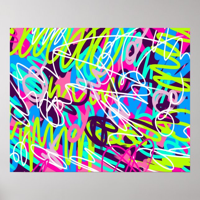Glada färger Modern Abstrakt  Poster (Framsidan)