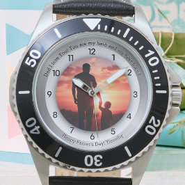 Glada fars dag-meddelanden och foto armbandsur