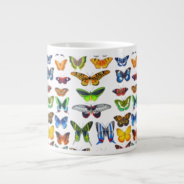 Glada Fjärilar Konst Jumbo Mugg (Framsidan)