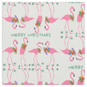 Glada flamingos God Jul-mönster Tyg