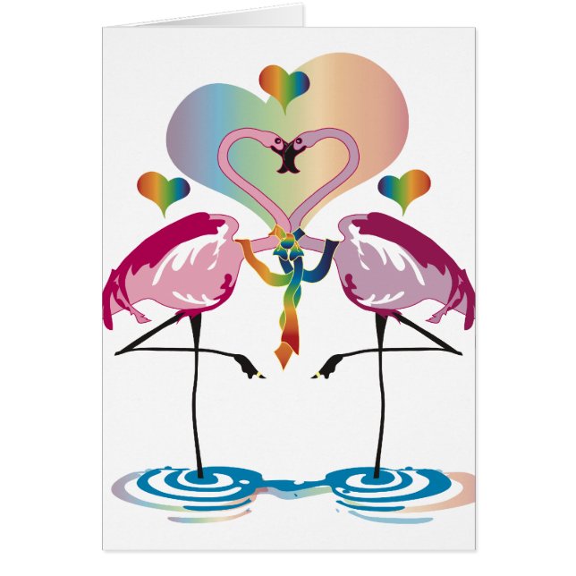 Glada Flamingoskort Hälsningskort (Framsidan)