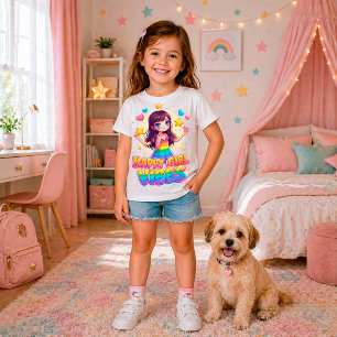 Glada flickvibbar Regnbåge Sött serieteckning Gif T Shirt