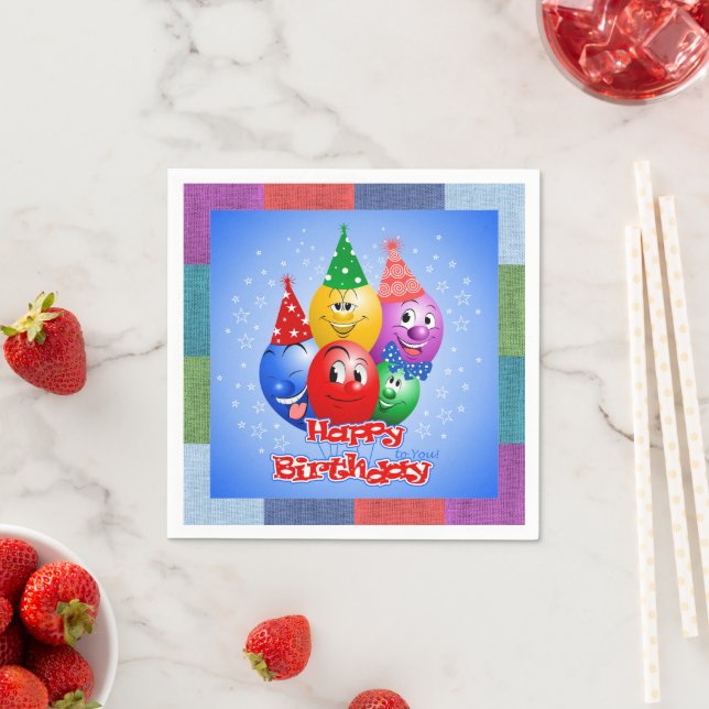 Glada födelsedagsballonger pappersservett (Insitu)