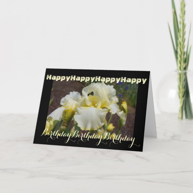 Glada födelsedagskort Iris Blommor Unika Kort (Framsida)